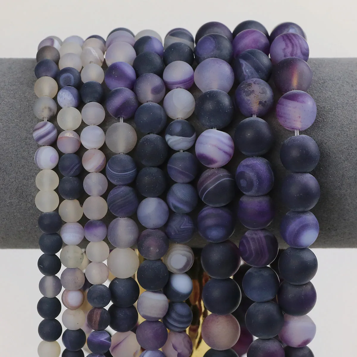 Beads Matte Violet Stripe Banded Carnelian Natural Stone 6 8 10mm Purple Round Loose Jewelry Bracelet Accessories Making DIY