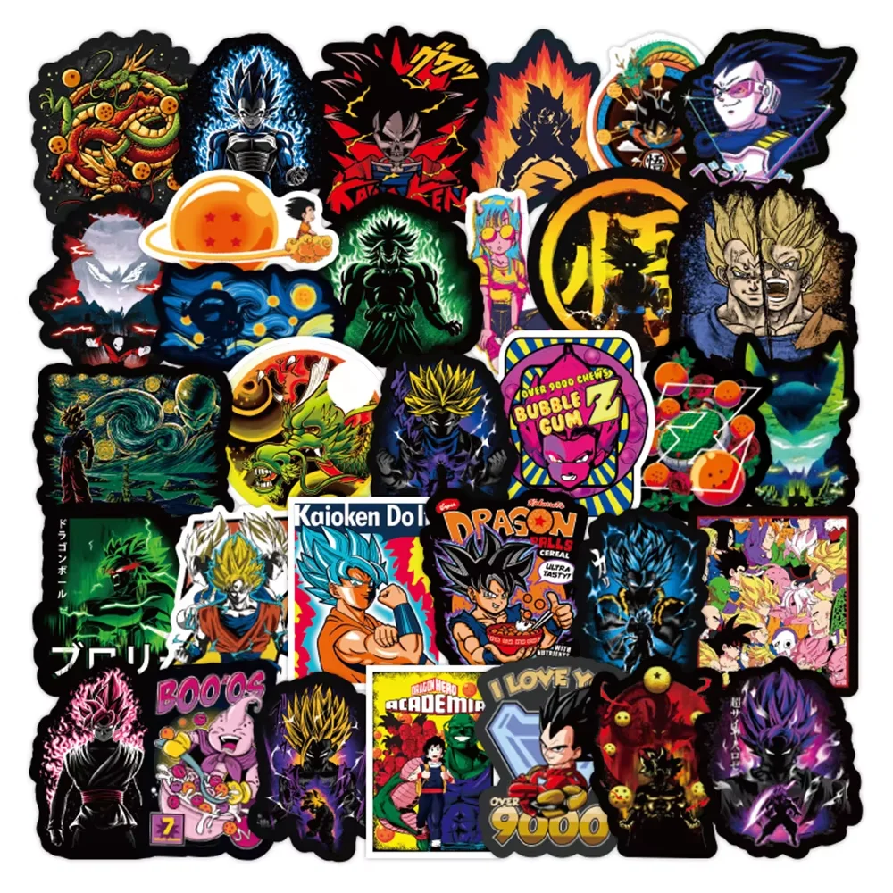 50PCS Cool Anime Dragon Ball Stickers DIY Travel Luggage Laptop Suitcase Cup Guitar Graffiti Cartoon Sticker Decals Toy Gift