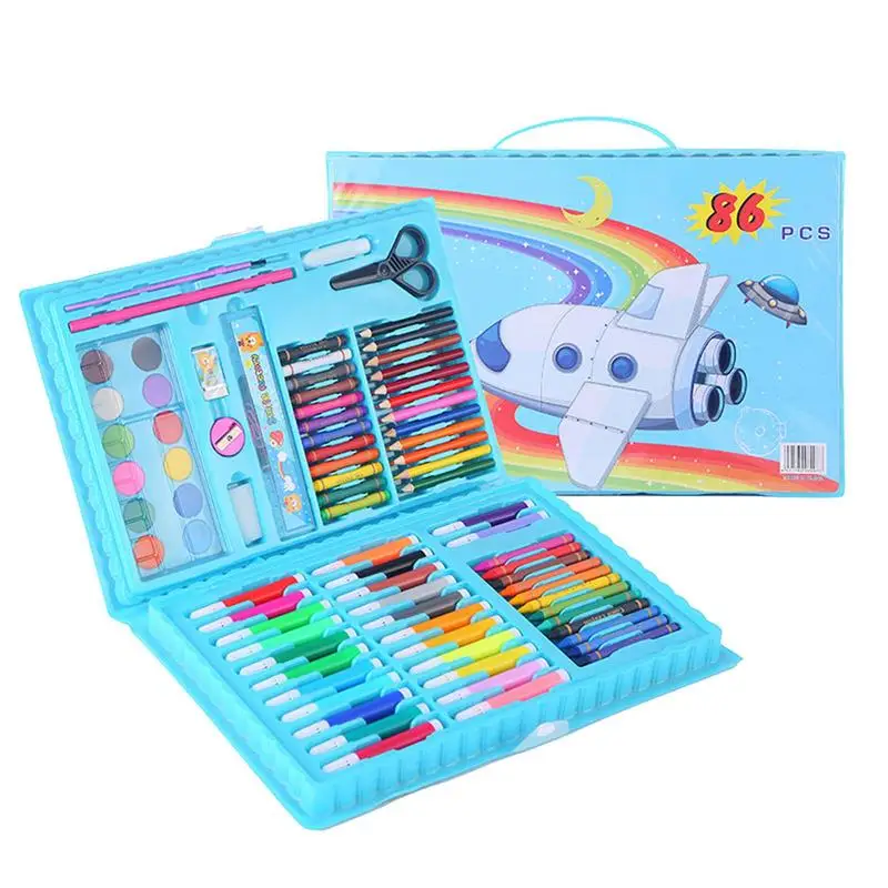 

86 Pieces Children Painting Set Watercolor Pen Crayon Paintbrush With Drawing Board Educational Toys Doodle Art Kids Gift