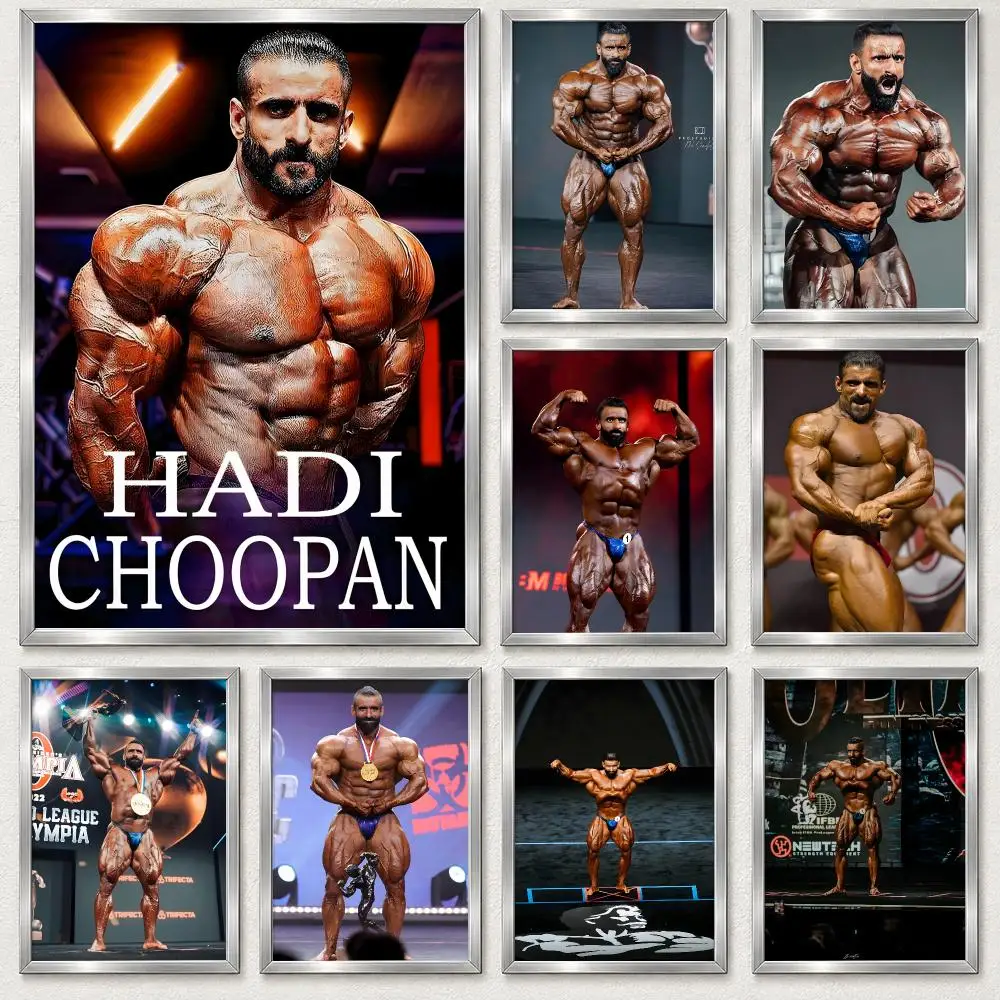 Elite Professional Bodybuilder Hadi Choopan Poster Self‑Adhesive Waterproof PP Poster Coffee Bar Wall Art Home Decor