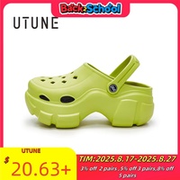 UTUNE Women Thick sole hole Sandals Summer Platform slip-ons Shoes Beach Outside EVA Slides Slippers Men Soft Non-slip Indoor