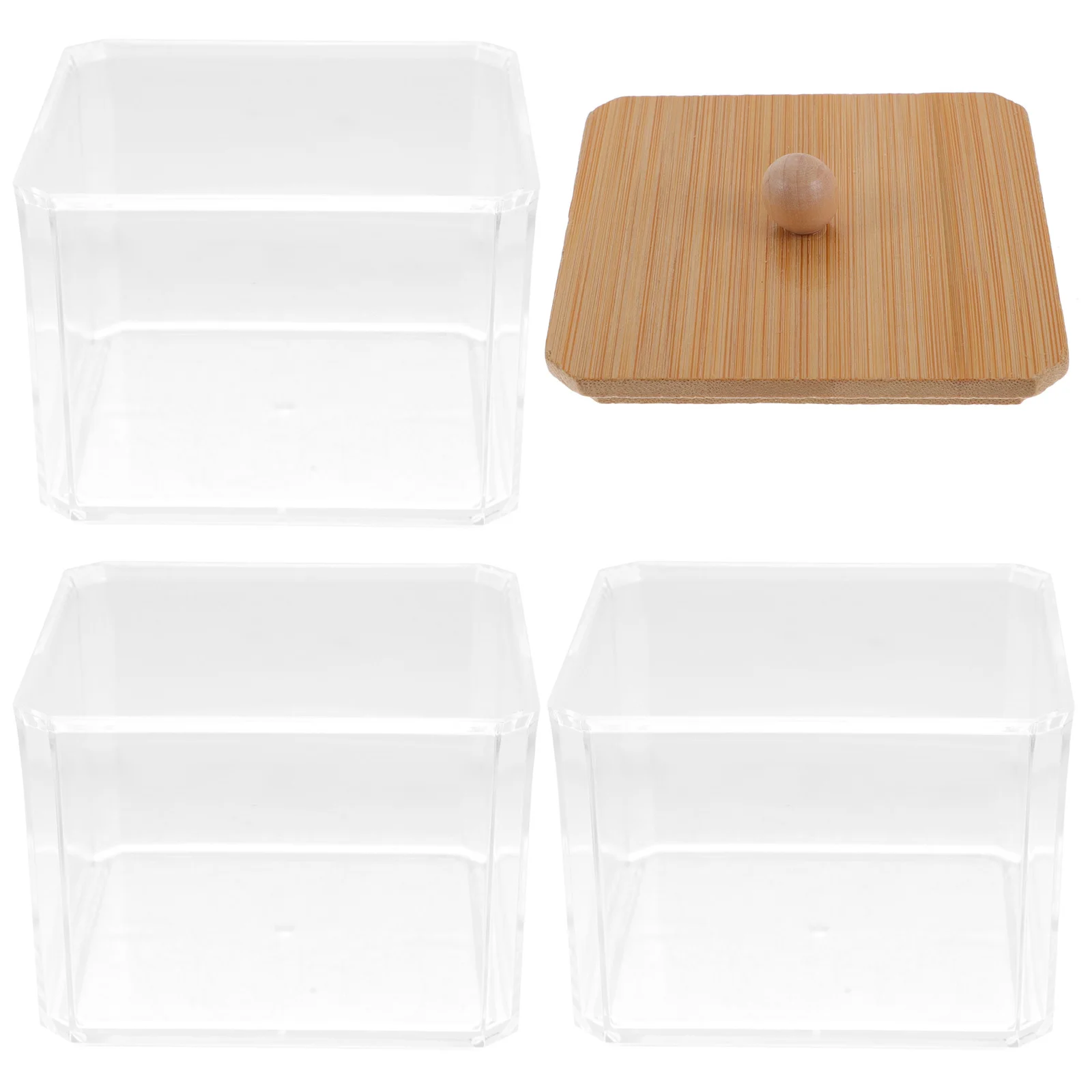 

Clear Three-Layer Cotton Pad Holder Storage Box For Makeup Accessories Mini Plastic Organizer Travel Swab Container