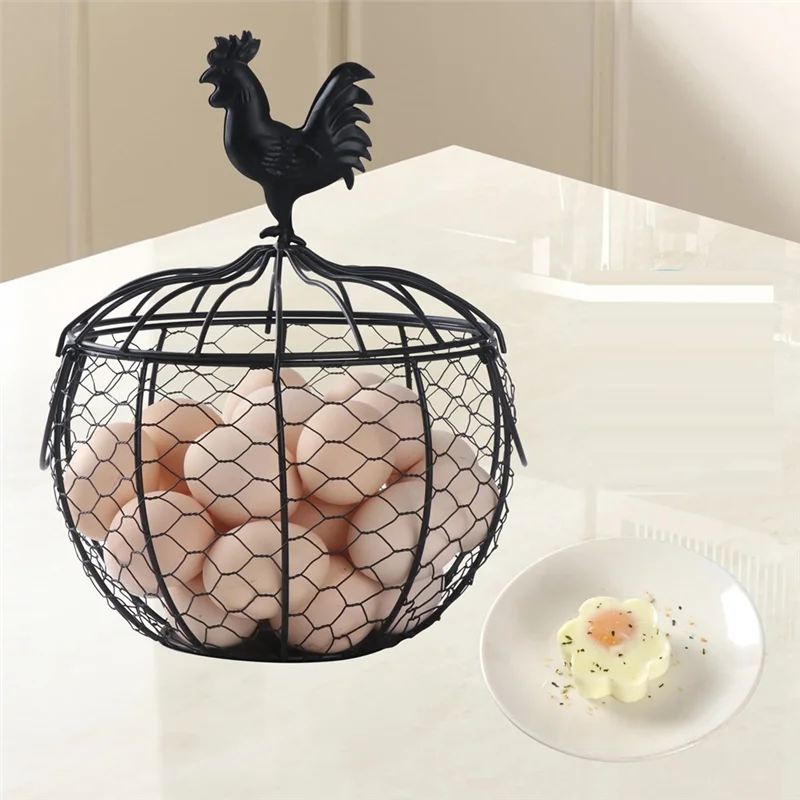 -حامل بيض A89Z لسلة جمع بيض الدجاج المعدنية على سطح الطاولة مع رف تخزين المزرعة