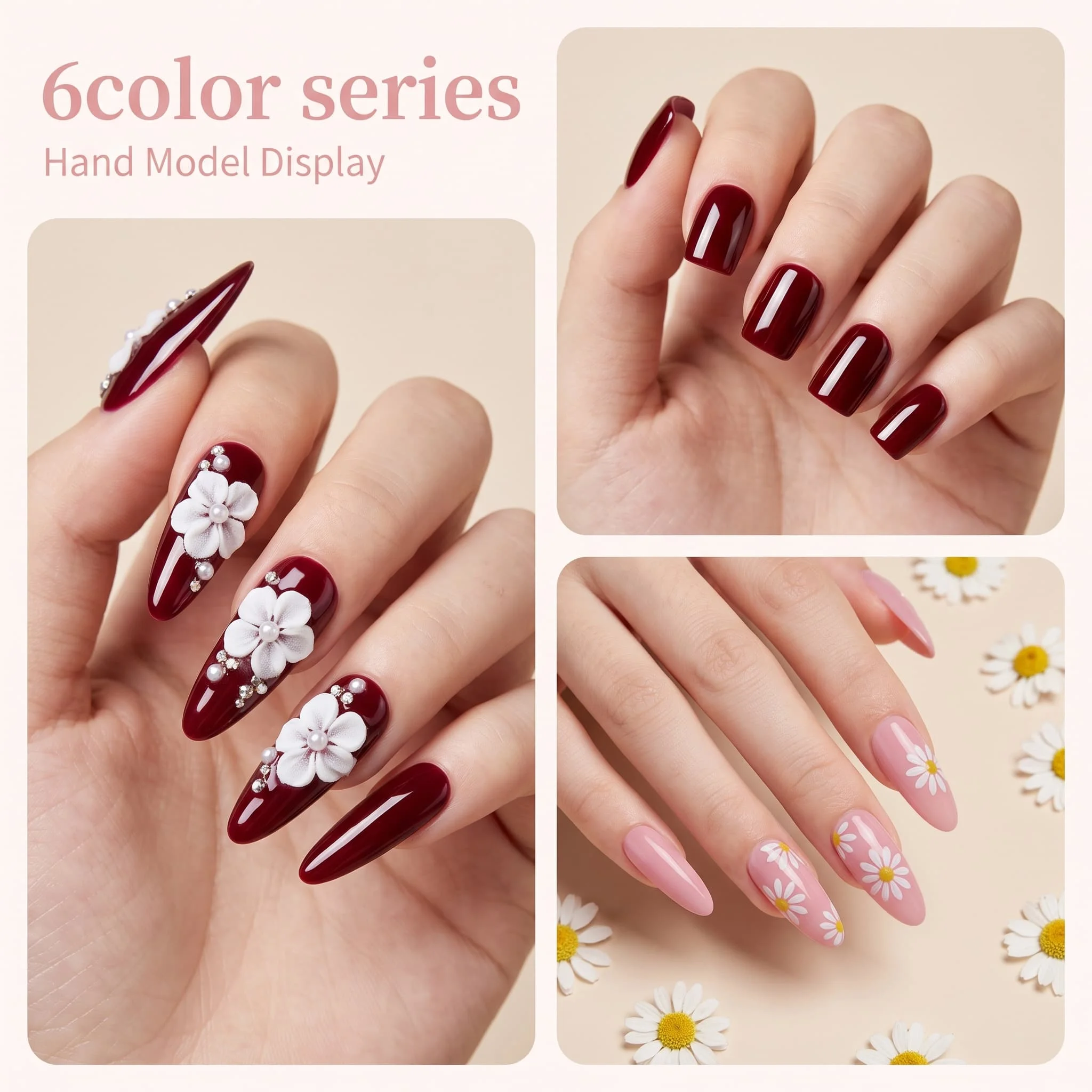 Hassleless 6-piece gel nail polish set, with both glossy and matte finishes, smooth application in one stroke, suitable for daily commuting, home DIY manicures, and comes in an exquisite gift box, perfect for personal