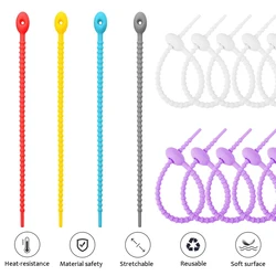 5Pcs Silicone Twist Tie Adjustable Reusable Cord Yarn Organizer Winder Bag Sealing Fasten Bundle Tool Holder Classifier Hanger