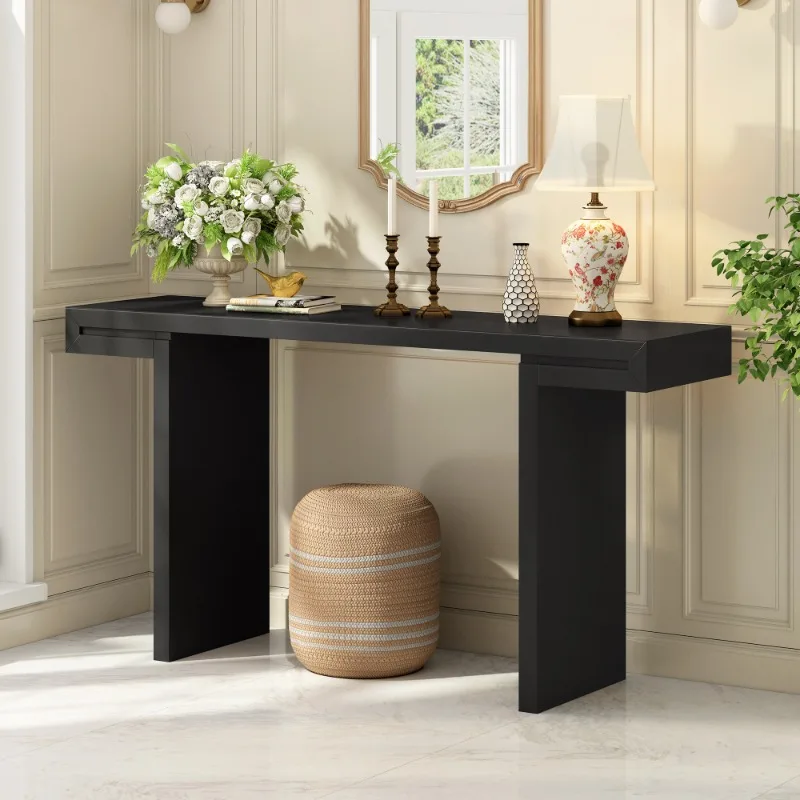 Black Modern Console Table for Entryway Living Room Narrow Sofa Table Simple Style Home Decor Furniture