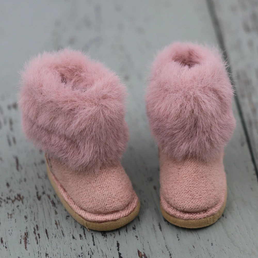 Chaussures pour poupée Blyth, botte de neige chaude avec fourrure, adaptées au caoutchouc et au corps articulé