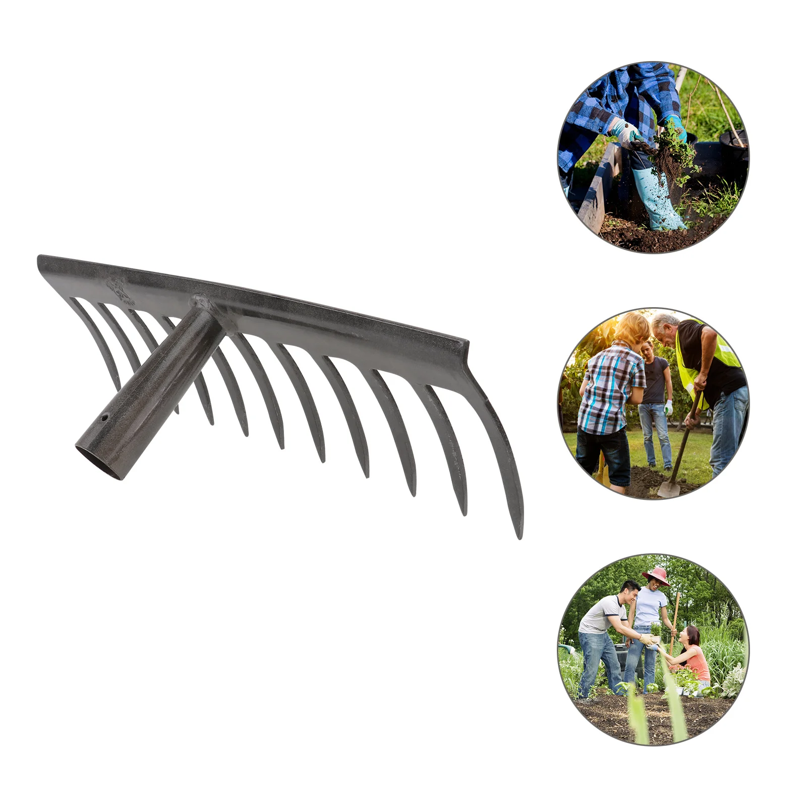 

1Pcs Sturdy Agriculture Grass Rake Practical Garden Tool for Soil Breaking and Leaf Gathering Garden Iron Rake