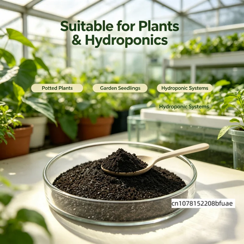 Organic Sodium Humate Humic Acid Powder Trace Elements Fertilizer for Plants, Potted & Hydroponic