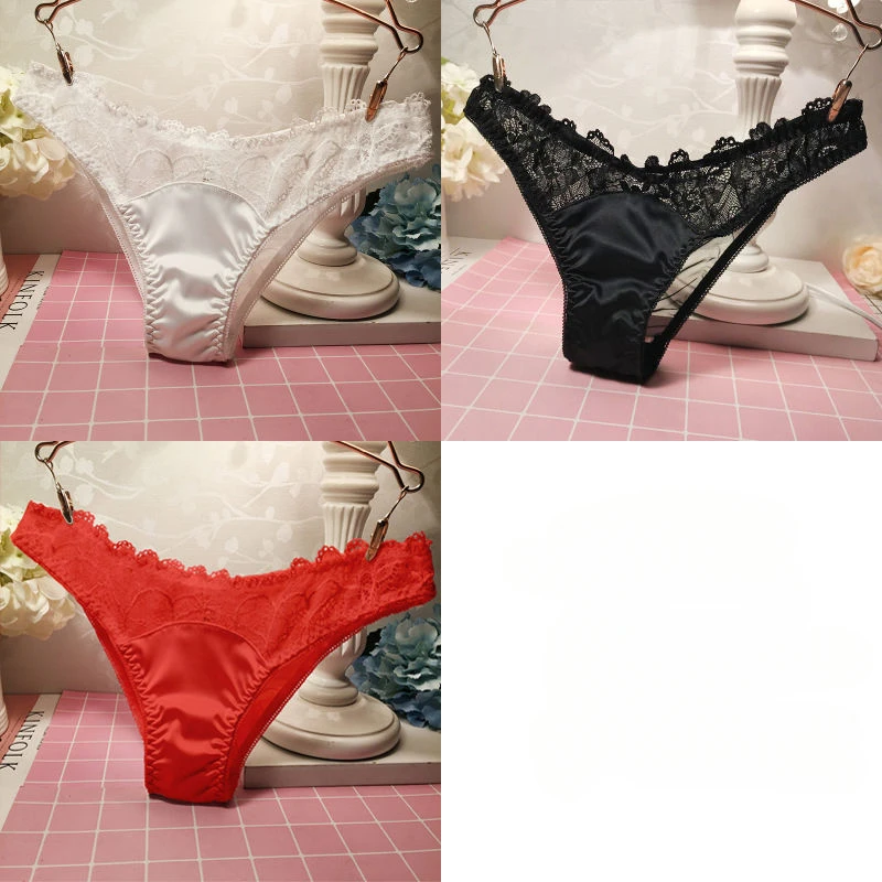 

Quick-dry Smooth and Soft Underwear Sexy Lace Panties Seductive Sexy Thong T Pants Comfortable Silky Satin Panties for Women