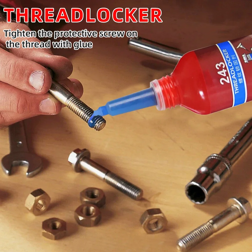 10ml/50ml Screw Glue 243 Thread Locker Tightening Screws Prevent Loosening Rusting Caulking Adhesive Temperature Resistance Tool