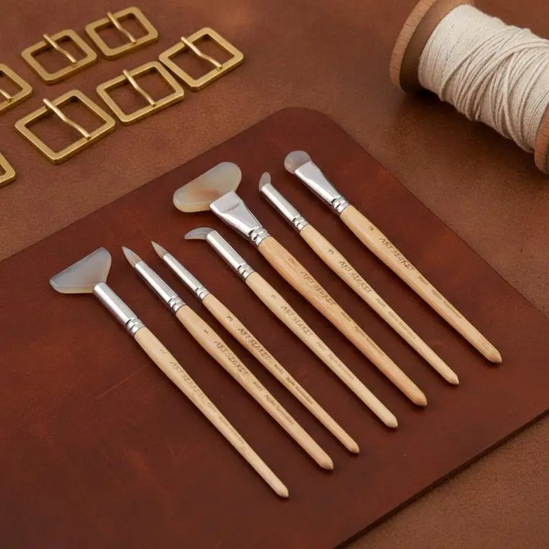 Gold Foil Silver Leaf Agate Burnishers Flat Round Curved Tips Bookbinding Embossing Hand Craft Polishing Burnishing Tool