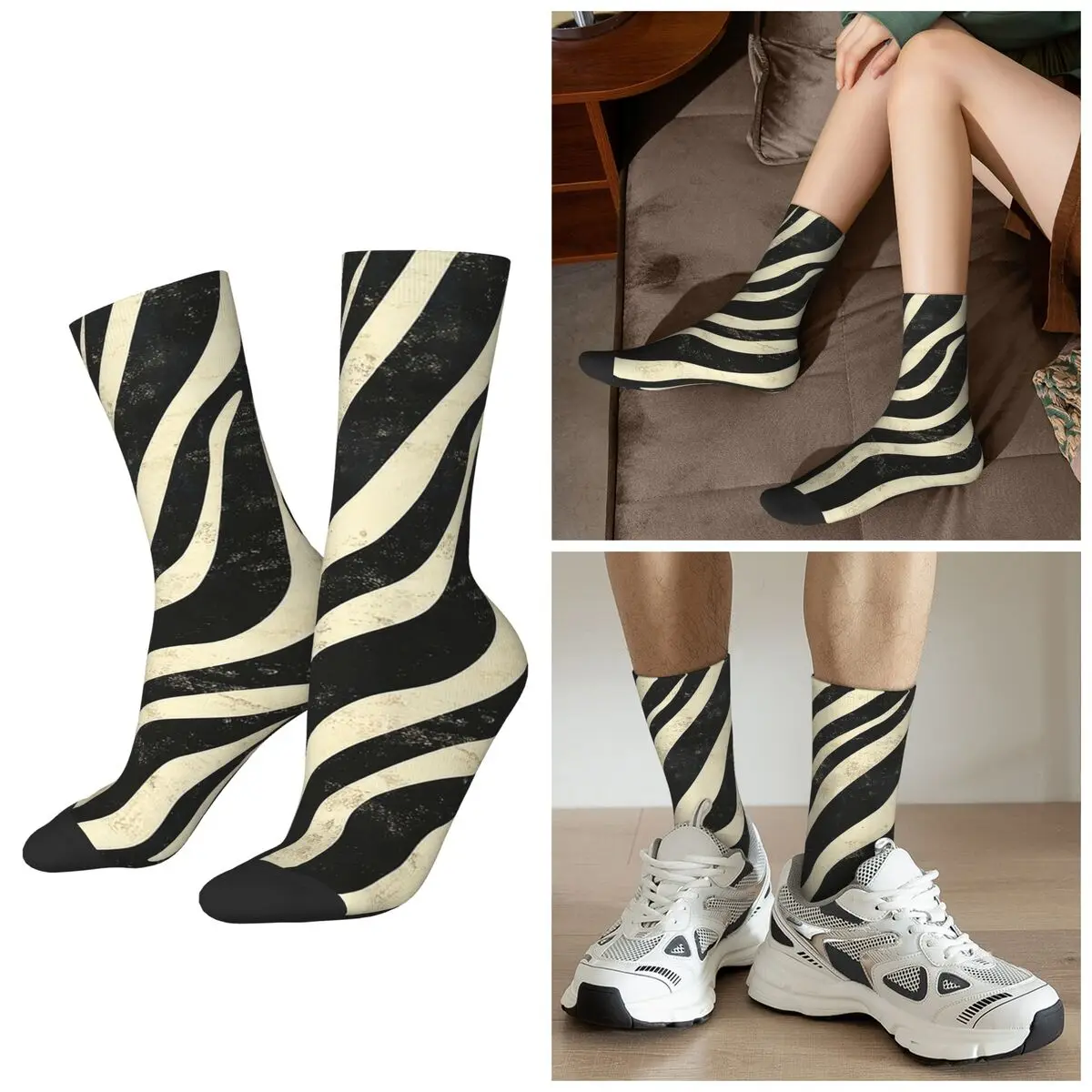 

Носки с животным принтом в полоску зебры на все сезоны, носки в стиле Харадзюку, забавные носки для мужчин и женщин, подарки на День святого Валентина