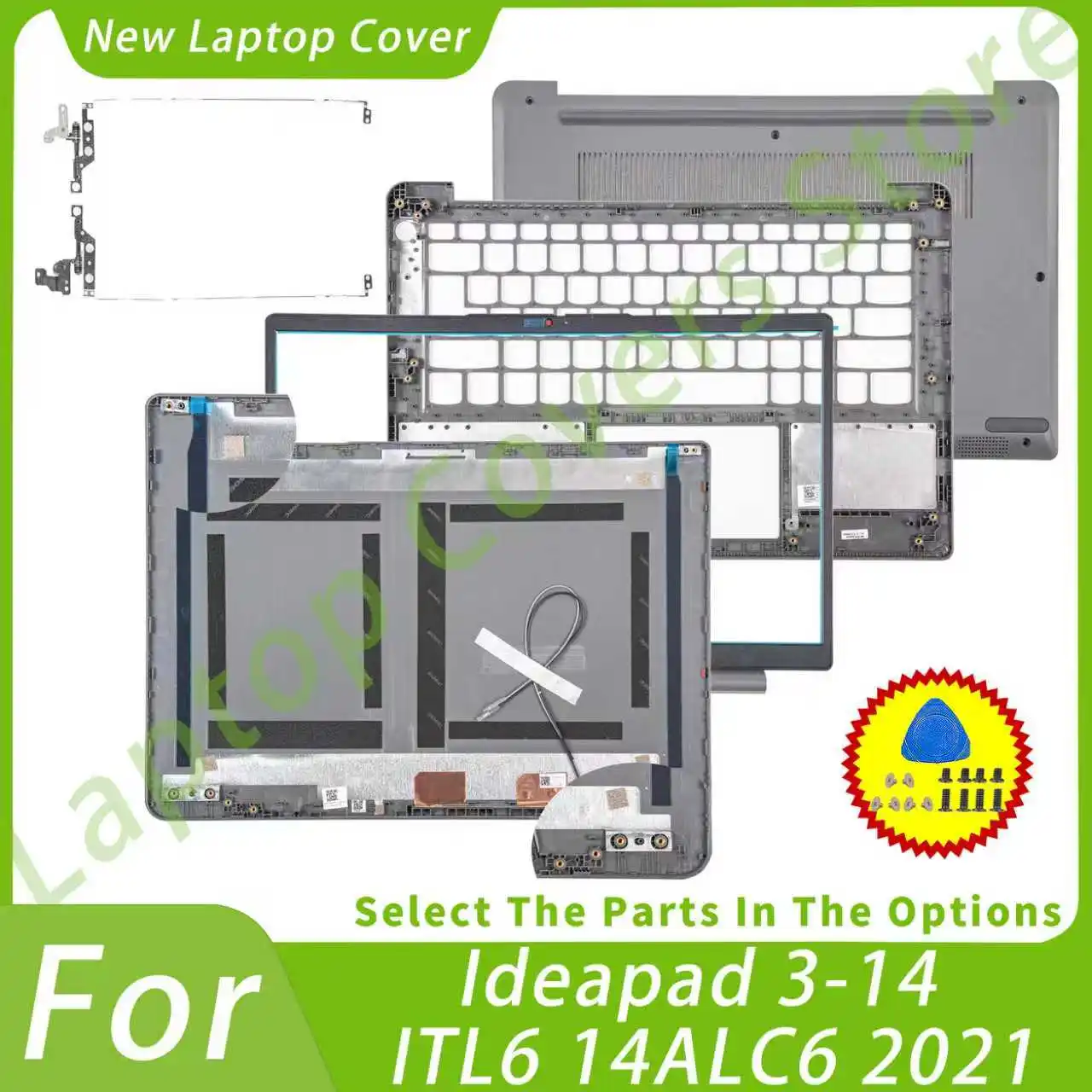 

Parts For Idea pad 14s 3-14ITL6 14ALC6 2021 New LCD Back Cover Front Bezel Palmrest Bottom Case Hinges Notebook Replace