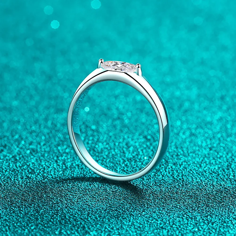 KUTPF 0.5 Carat Marquise Cut Moissanite Diamond Engagement Rings for Women 925 Sterling Silver Plated 18K Gold Wedding Band Ring
