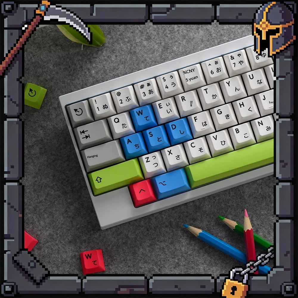 

Клавиши PBTfans Modern Japanese Desko для ПК, японские термосублимационные клавиши для настольных клавиатур, оригинальные аксессуары PBT от производителя