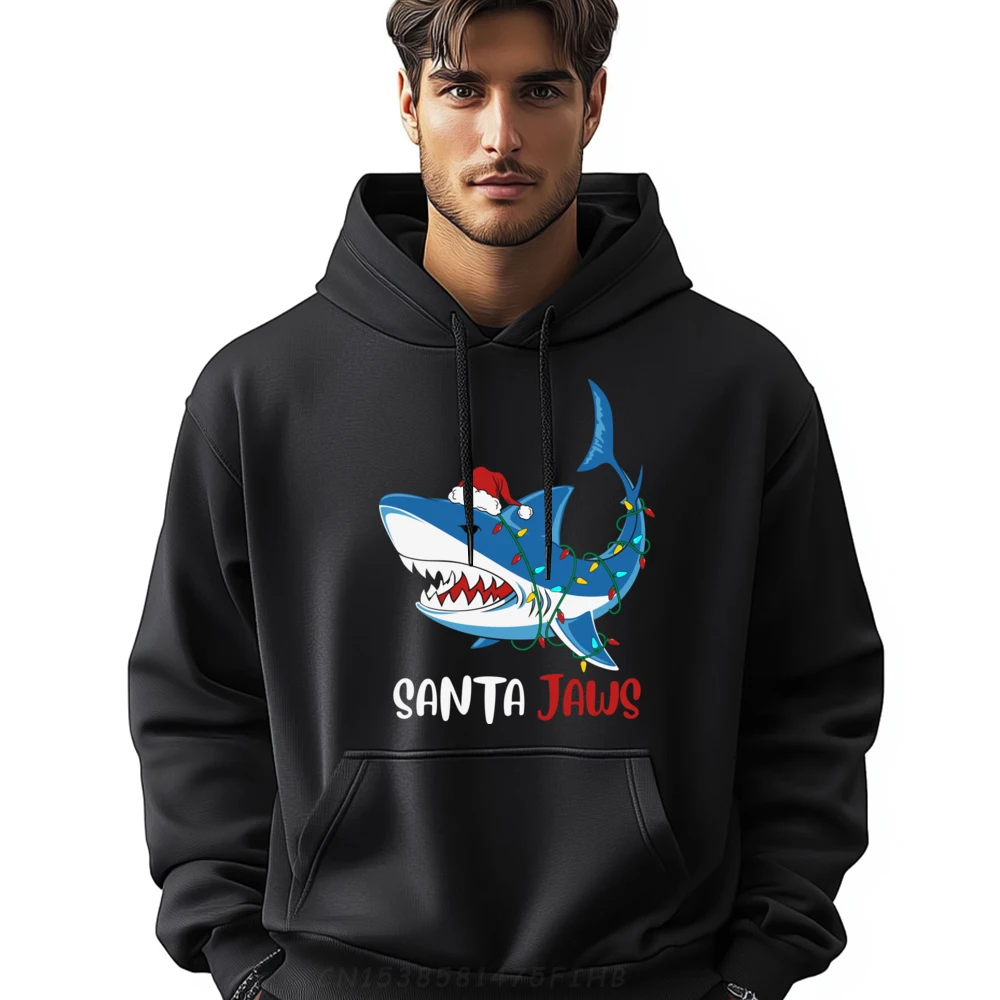 

Santa Jaws Funny Christmas Shark Oversized Hoodie Men Camiseta Harajuku Christmas Sweater Man Hooded Shirt