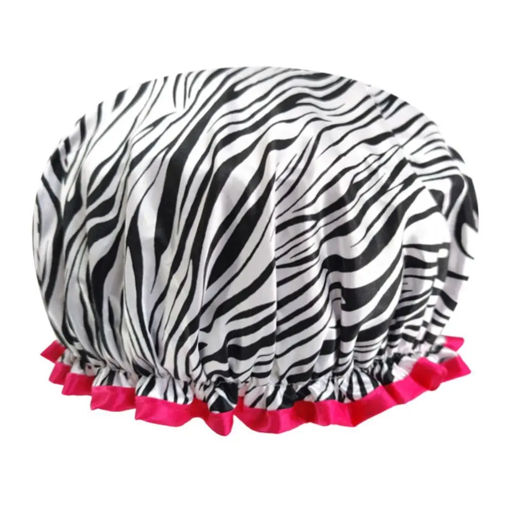 Reusable Waterproof Shower Cap Elastic Double Layered Bath Hat Breathable Shower Hair Cover