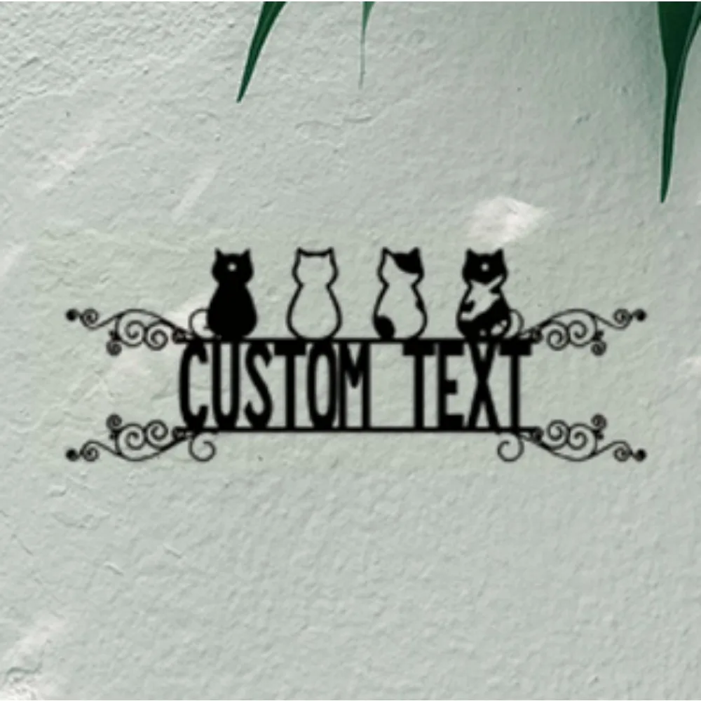 

Очаровательный индивидуальный уличный адресный знак, металлический настенный кот, персонализированный для входа в дом, идеальный подарок на новоселье