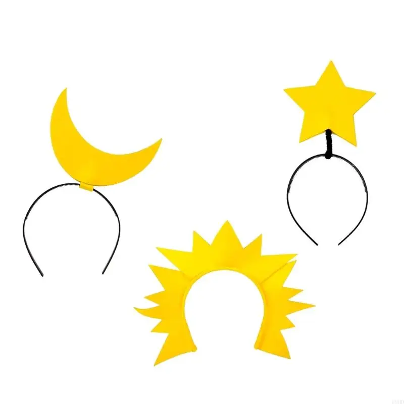 

652F Creative Sun Headpiece Proms Festive Star Hairbands Fun Headwear Eye-catching Moon Hair Headwear Photo Props