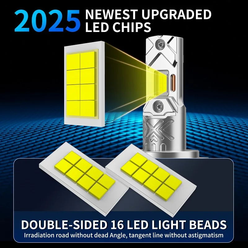 2PCS Canbus H7 LED Headlight Bulbs 16SMD CSP High Low Beam Car Light Led Diode Lamp Auto 12V 6500K