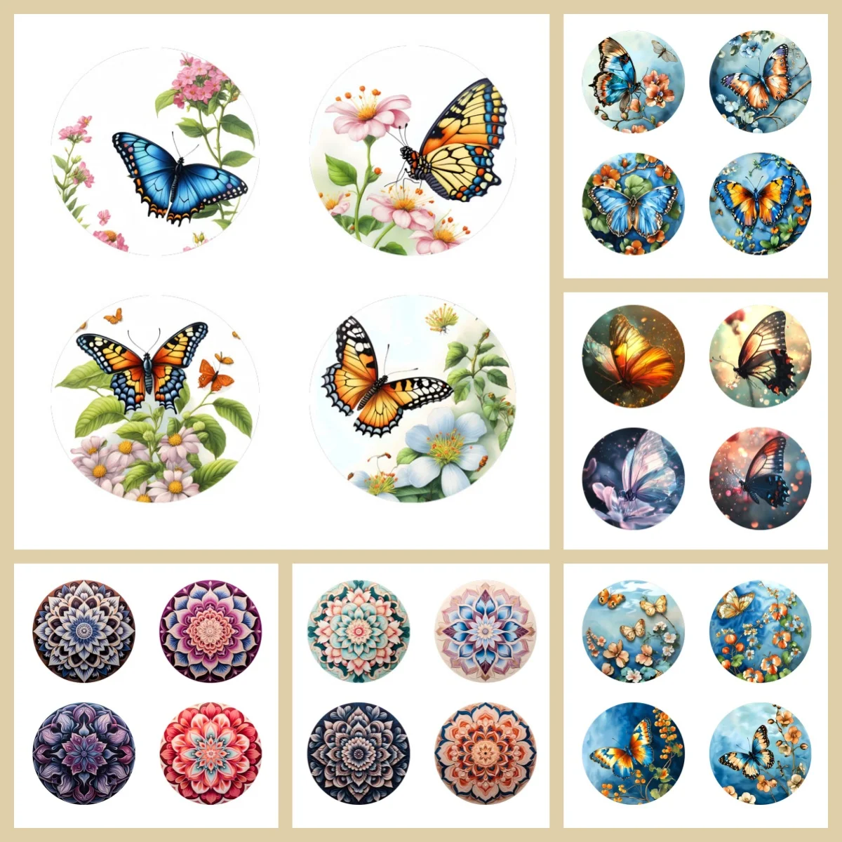 4 Animal/Flower/Patterned Anti-Slip and Heat-Insulating Wooden Coasters, Suitable for Kitchen and Office Festival Gifts