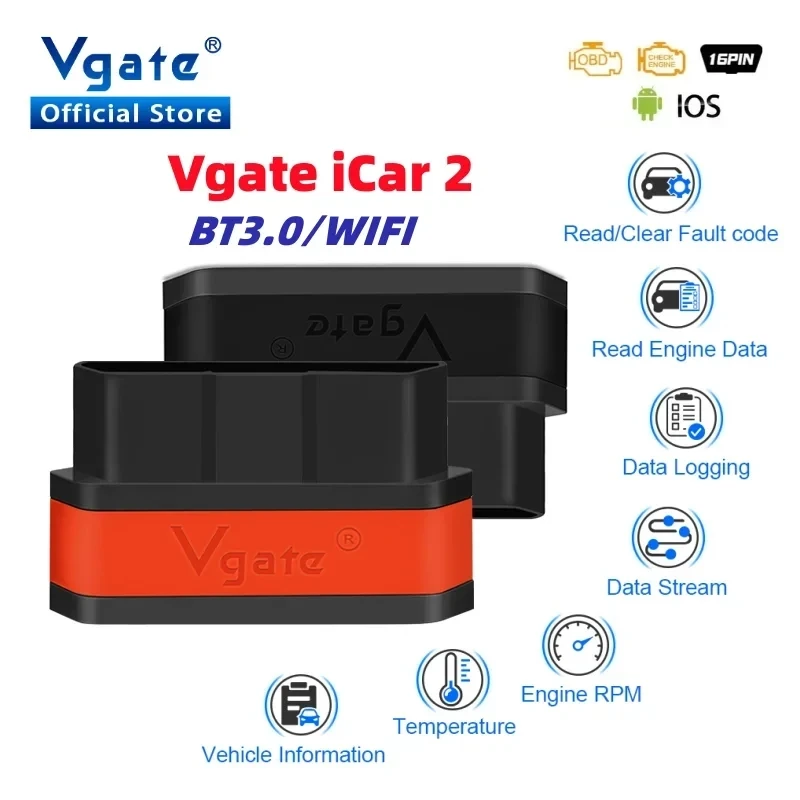 

Vgate iCar2 car Diagnostic OBD 2 OBD2 ELM327 Wifi Scanner Auto Tool Bluetooth iCar 2 v2.2 odb2 Code reader PK elm 327 V 1 5