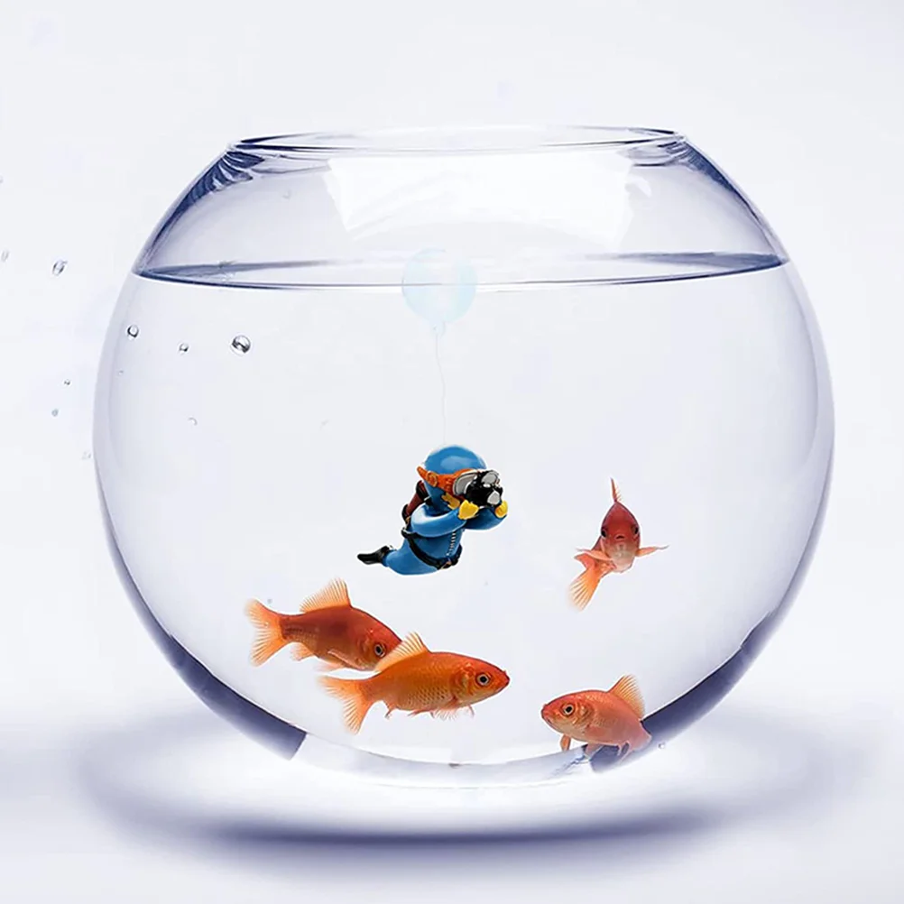 

2 Pcs Diver Figurine Blue Design Floating Fish Tank Aquarium Decoration PVC naments Pet Supplies Underwater Scenery