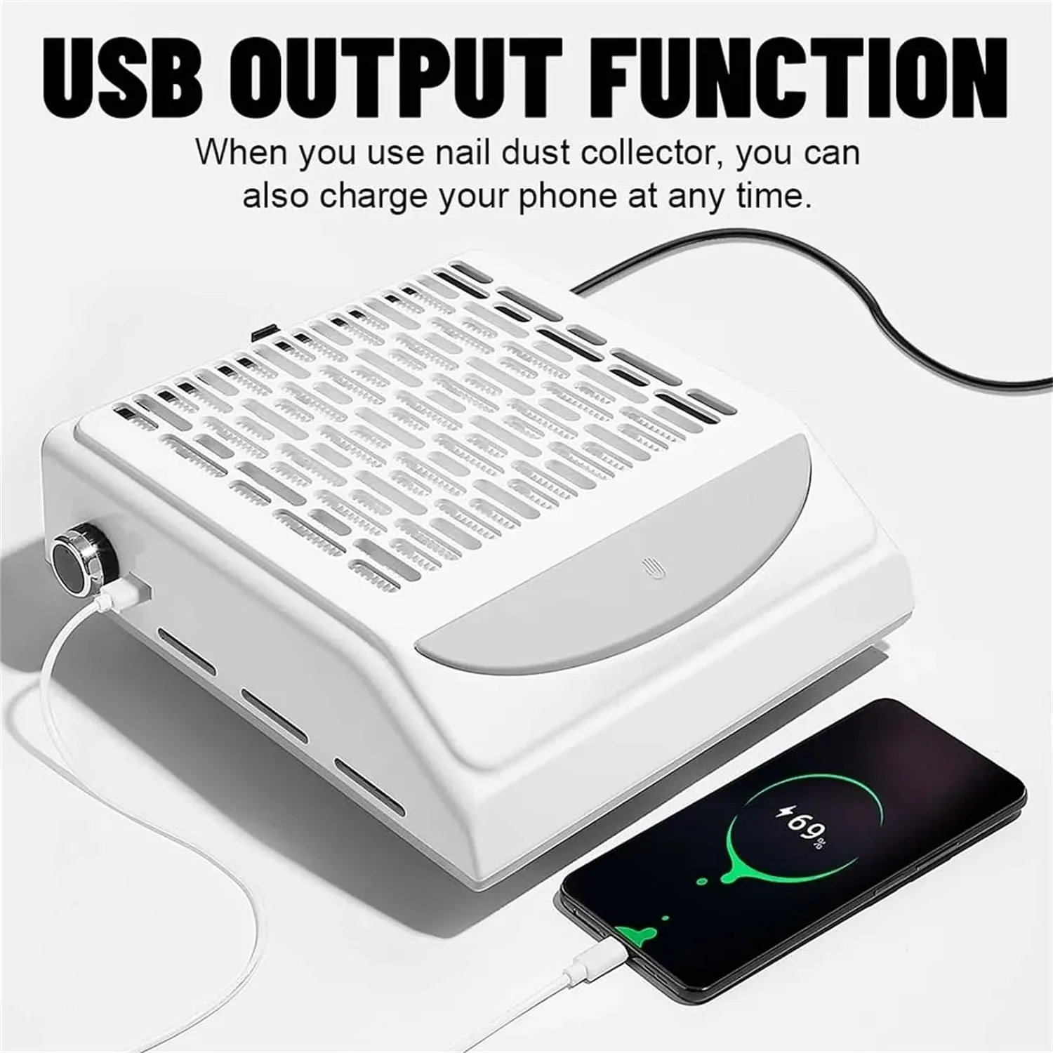 Powerful Nail Dust Remover Strong Suction 100W Nail Vacuum Cleaner for Manicure with Removable Filter Speed Adjustable