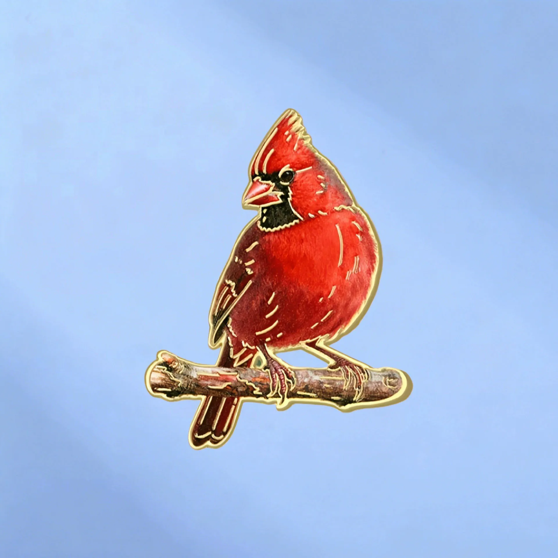 Realistic North American Cardinals with Golden Edges Exquisite Badges Clothes Bags Small Versatile Jewelry Accessories Wholesale