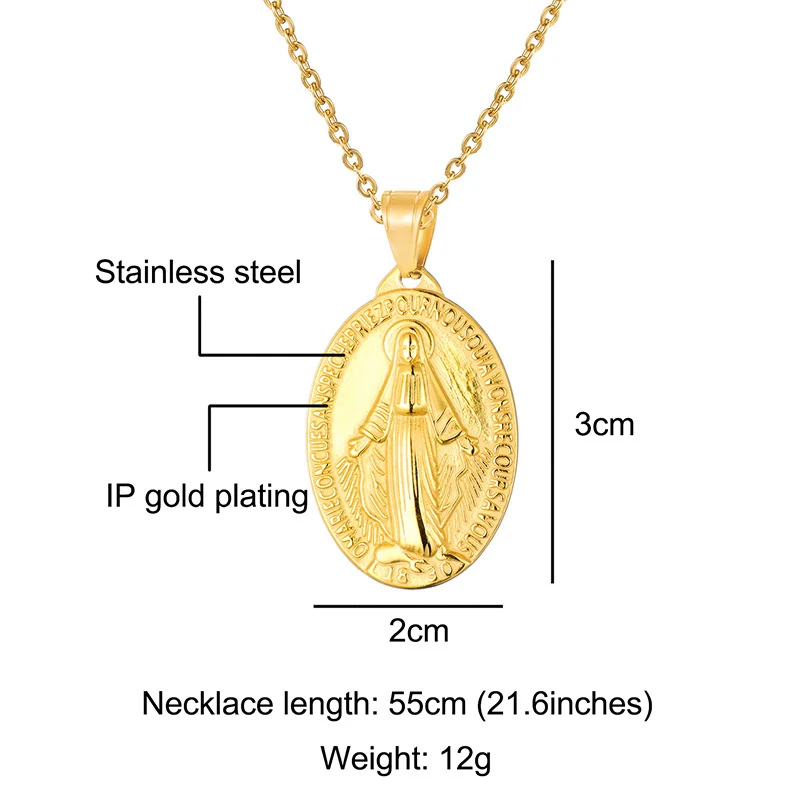 1 Stück Edelstahl Unsere Liebe Frau Jungfrau Maria Anhänger Medaillon Milagrosa Charms Silber Farbe Religiöse Schmuck Zubehör – Detail 3