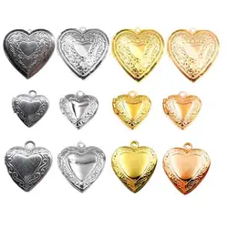 Everfast 10pc DIY 13mm 20mm 30mm Heart Locket Stainless Steel Pendant Charms Jewelry Men Women Making Family Memories Gift