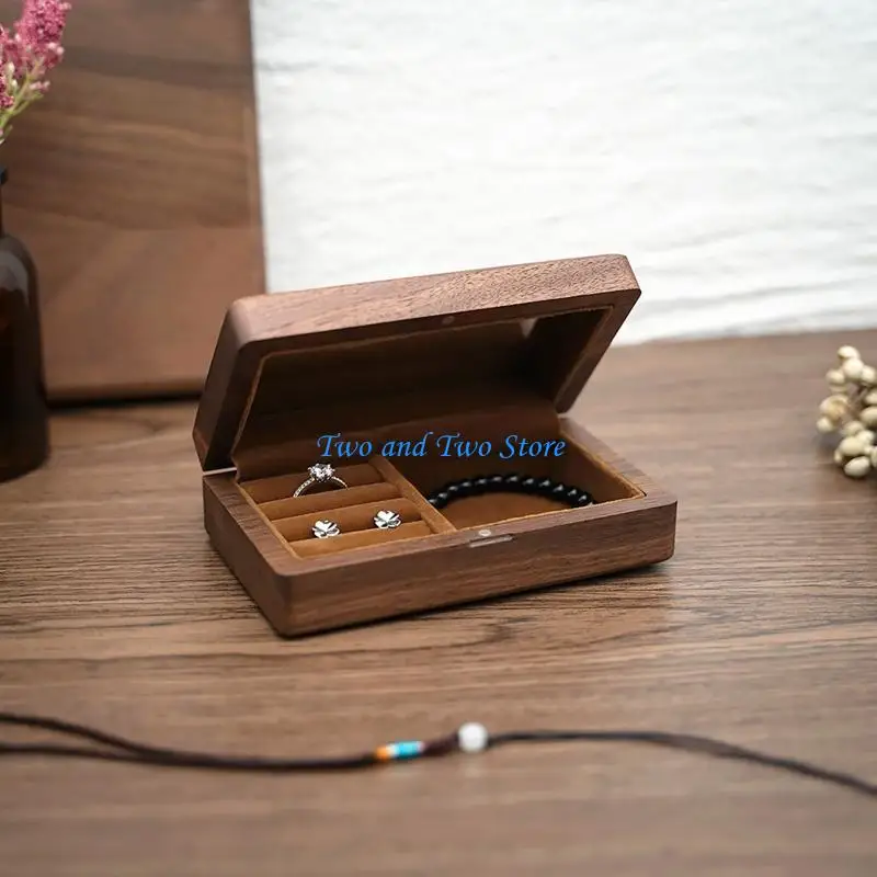 

HX6F Jewelry Box Earring Holder Small Wooden for Case for Bracelets Rings