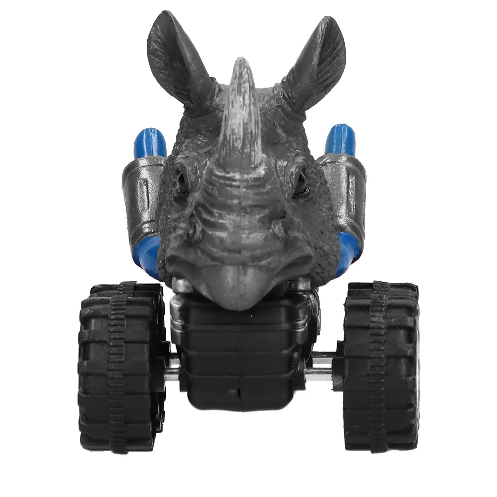 Fun Pull Back Action Pull Back Car Rhinoceros Shape Four Wheel Drive Car Push Along Rhinoceros Model Car