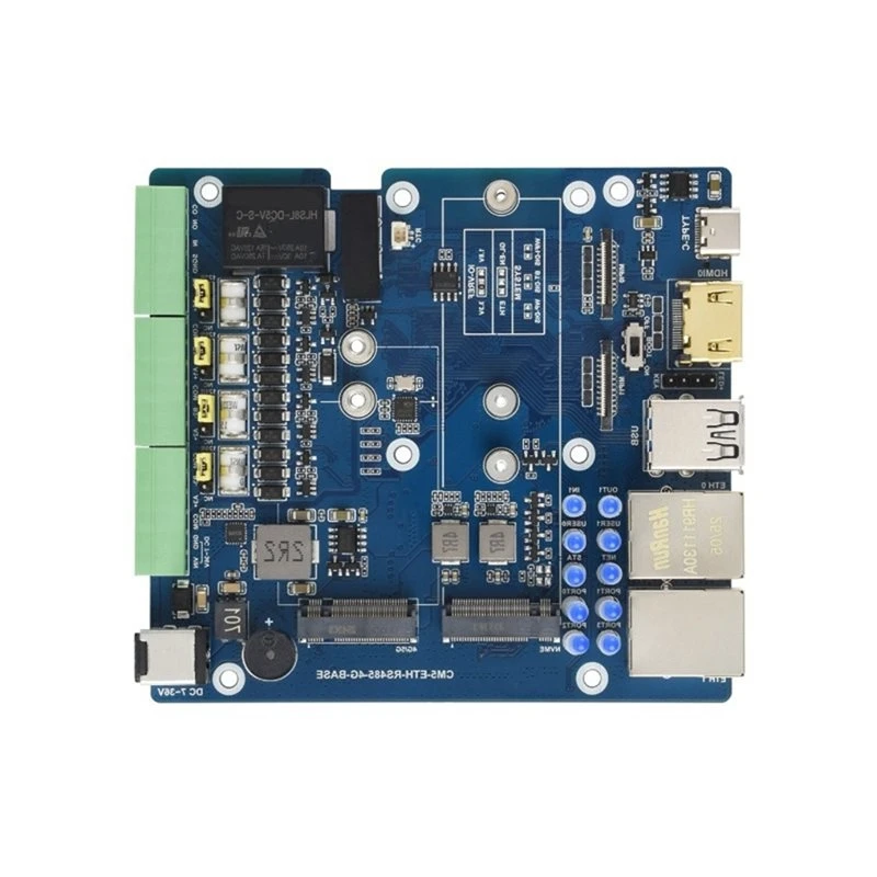 AU61-For Raspberry Pi CM5 Gigabit 2.5G Dual Ethernet Port Expansion Board 4-CH RS485 Interface 4G/5G Module Support 4K Output