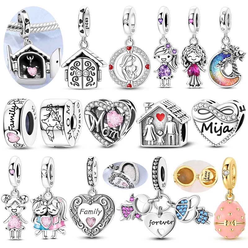 925 Sterling Silver Charms Family Love Sister Friendship Bead Pendant Fit Original Bracelet Necklace Women Fashion Jewelry Gift