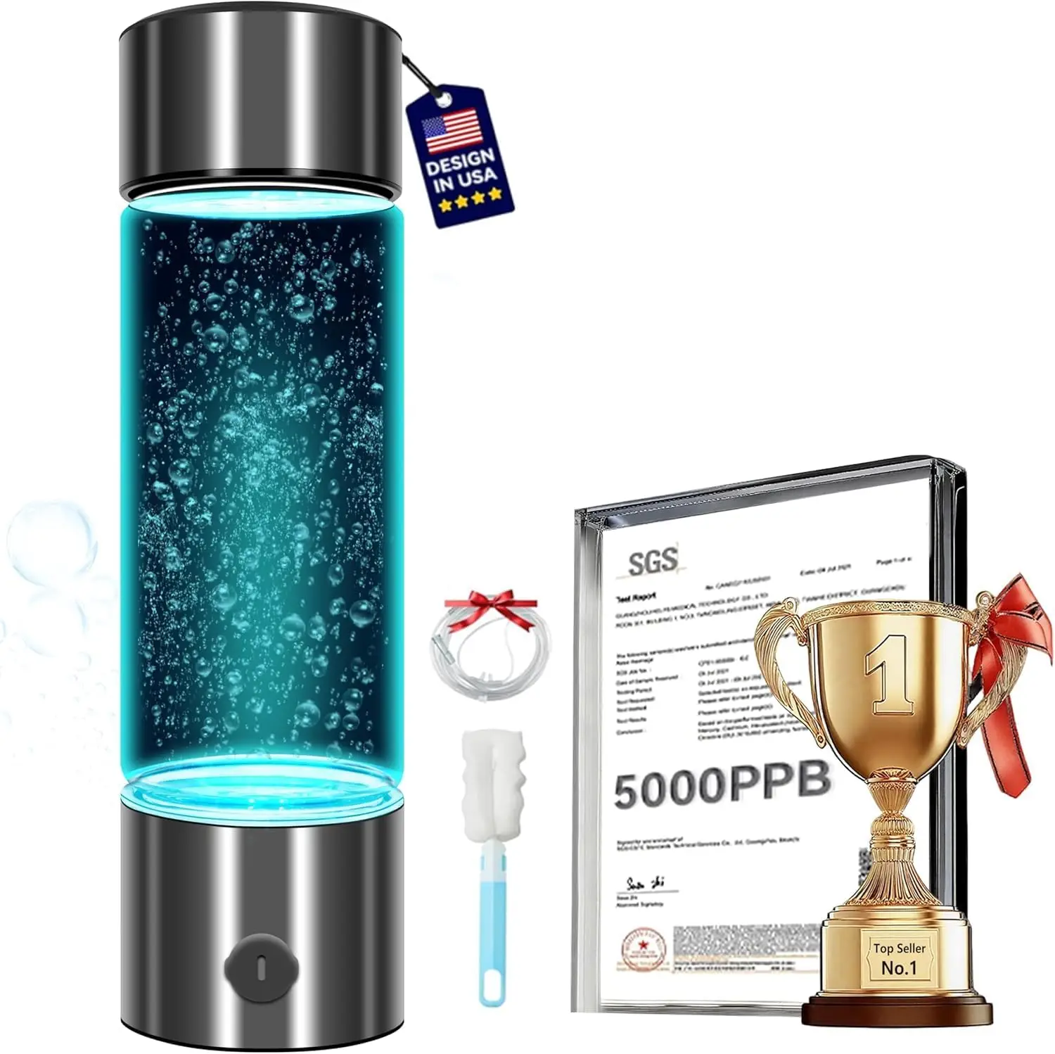 Nuova Bottiglia d'Acqua Idrogenata 2026 - Concentrazione di Idrogeno fino a 5000 PPB 【Generatore di Idrogeno Certificato SGS】 Tecnologia SPE/PEM 2026