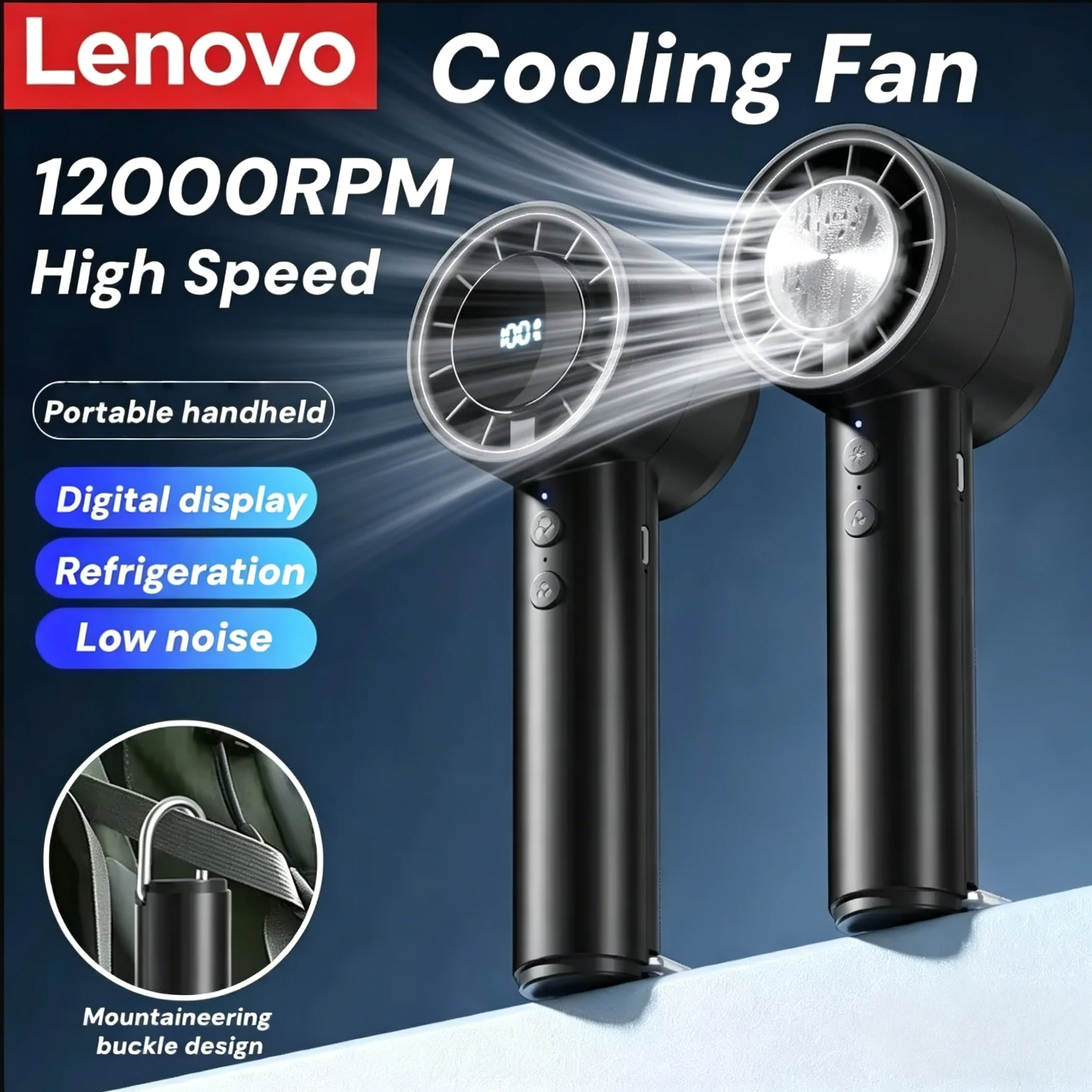 Lenovo Handheld Small Fan Refrigeration Air Conditioner Portable Silent High-speed Led Display High Wind Power Usb Charging Fan