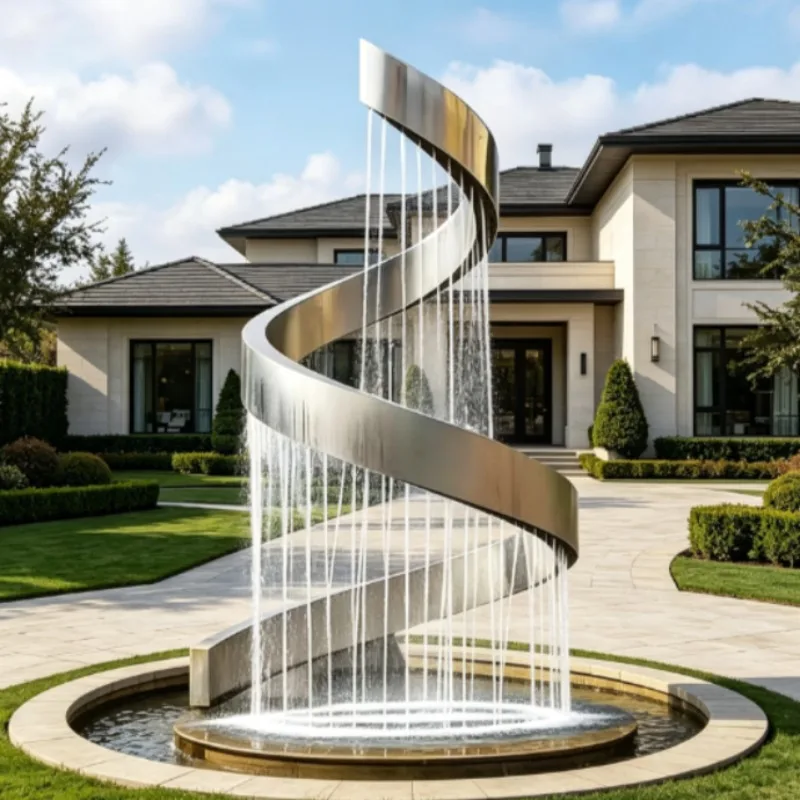 Continuous Spiral Curved Metal Waterfall Frame Outdoor Garden Pool Large Flowing Water  Water Stream Landscape Ornament