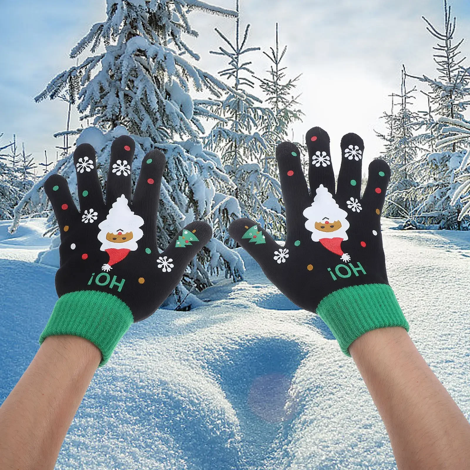 1-20Pairs Winter Knit Gloves Touchscreen 5 Finger Thermal Wool Lined Warm Texting Gloves Unisex for Adults Christmas Gift
