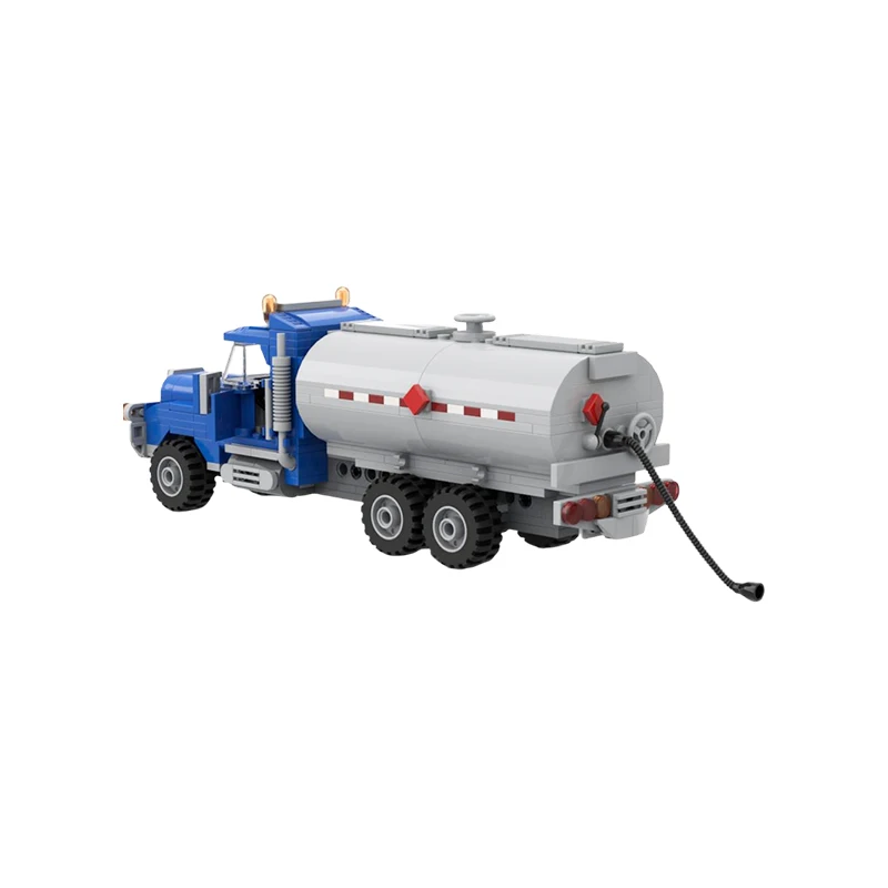 MOC Heavy Duty Fuel Tanker Truck Building Blocks Oil Freight Transport Vehicle Model Gas Station Supply Toy Adult Gift