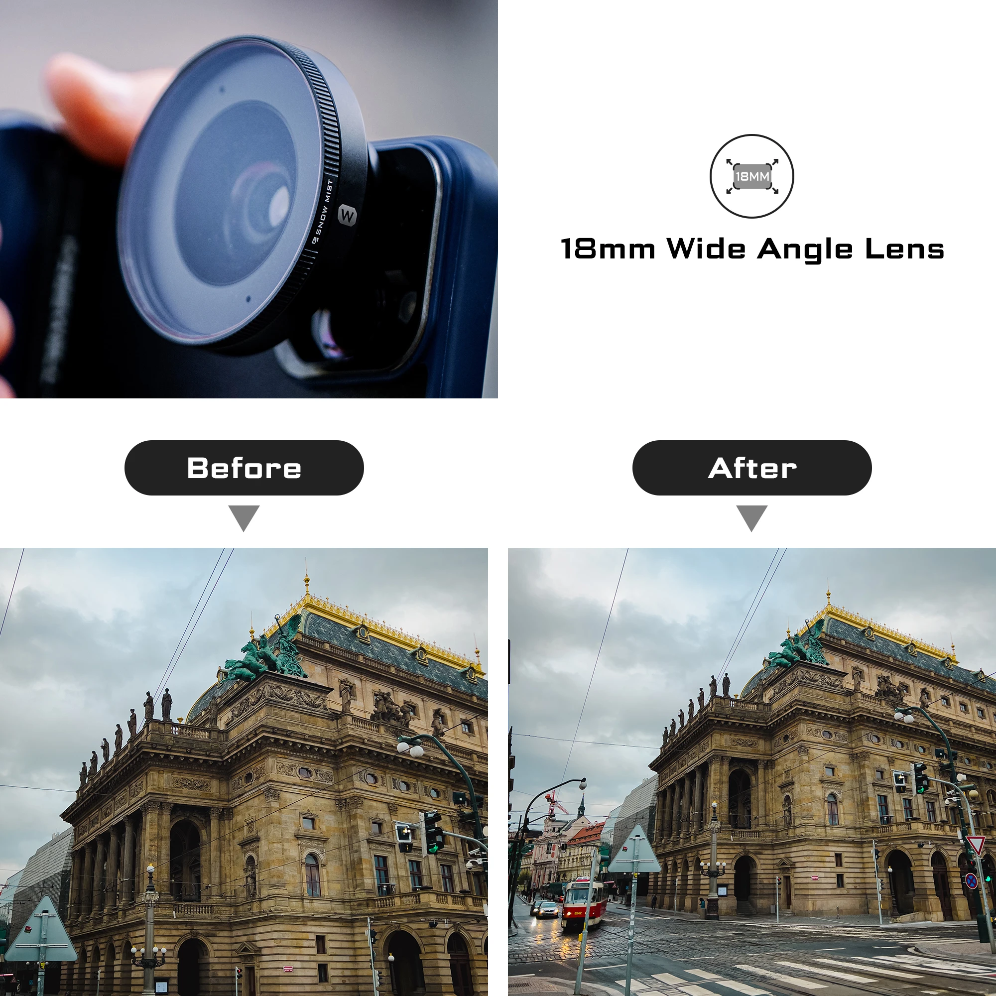 Freewell 18mm Wide Angle Lens Compatible 17mm Mount Phone Cases Smartphone Photography Accessories - Explore Boundless Vistas