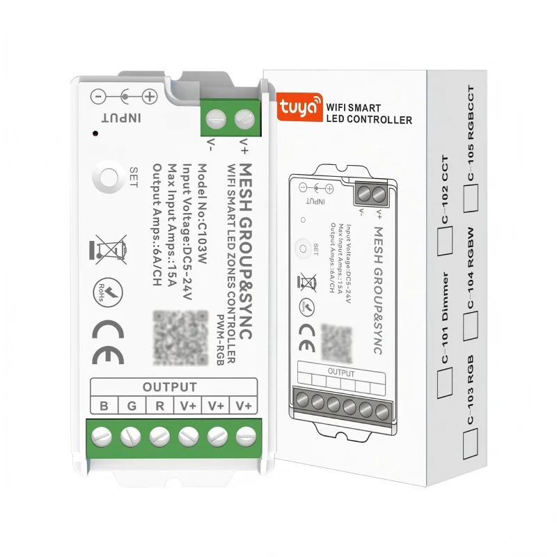 

Светодиодный контроллер Tuya Wi-Fi Zigbee Smart Alexa с голосовым диммером Dmx Приложение Дистанционный контроллер Smart Argb Светодиодные фонари Диммер