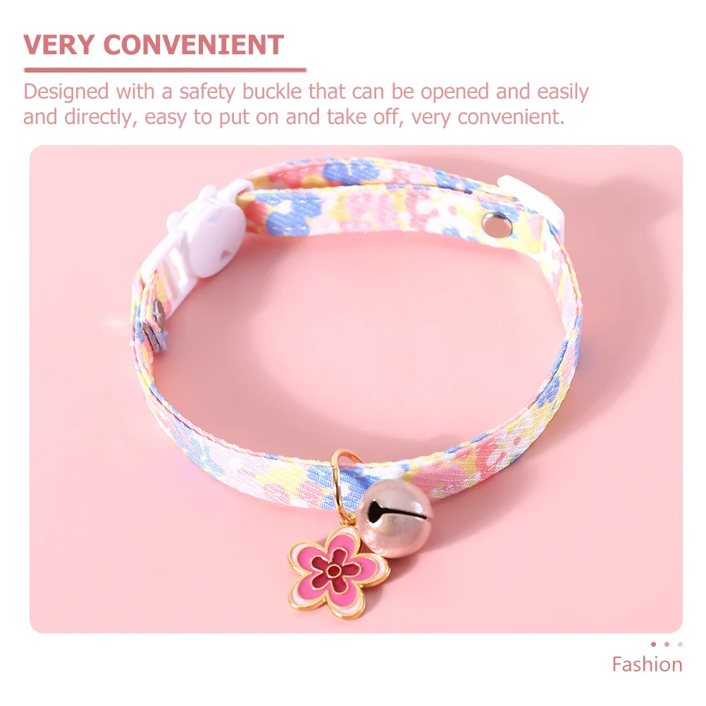 

2pcs Cat Collar Adjustable Cotton Pet Kitten Neck Collar With Bell Flower Pendant For Cats Small Dogs Floral Pet Accessory Gift