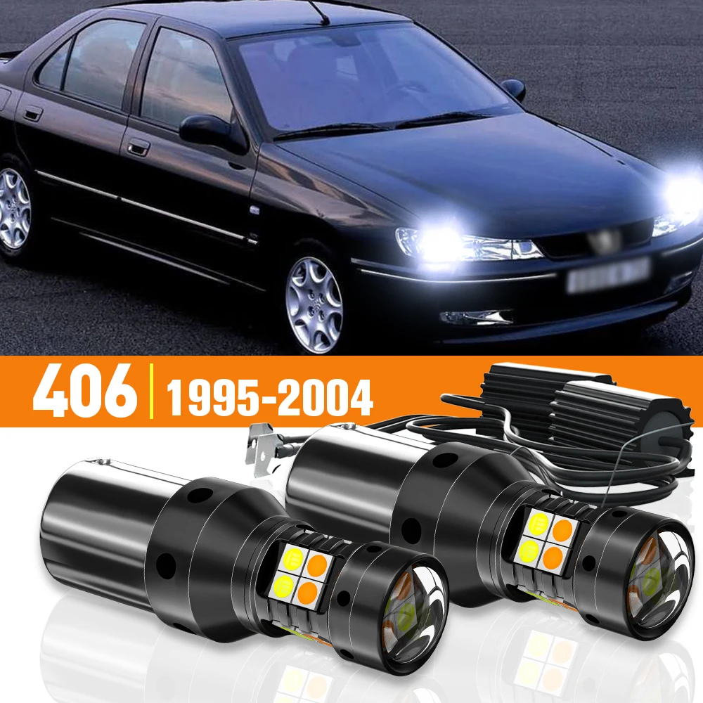 

2x LED Dual Mode Turn Signal+Daytime Running Light DRL For Peugeot 406 1995-2004 1999 2000 2001 2002 2003 Accessories Canbus