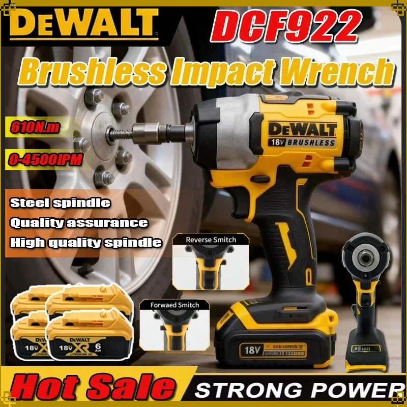 

Аккумуляторный ударный гайковерт Dewalt DCF922, высокий крутящий момент 406 Нм (при обратном ходе), 1/2 дюйма, 2500 об/мин, универсальный электроинструмент
