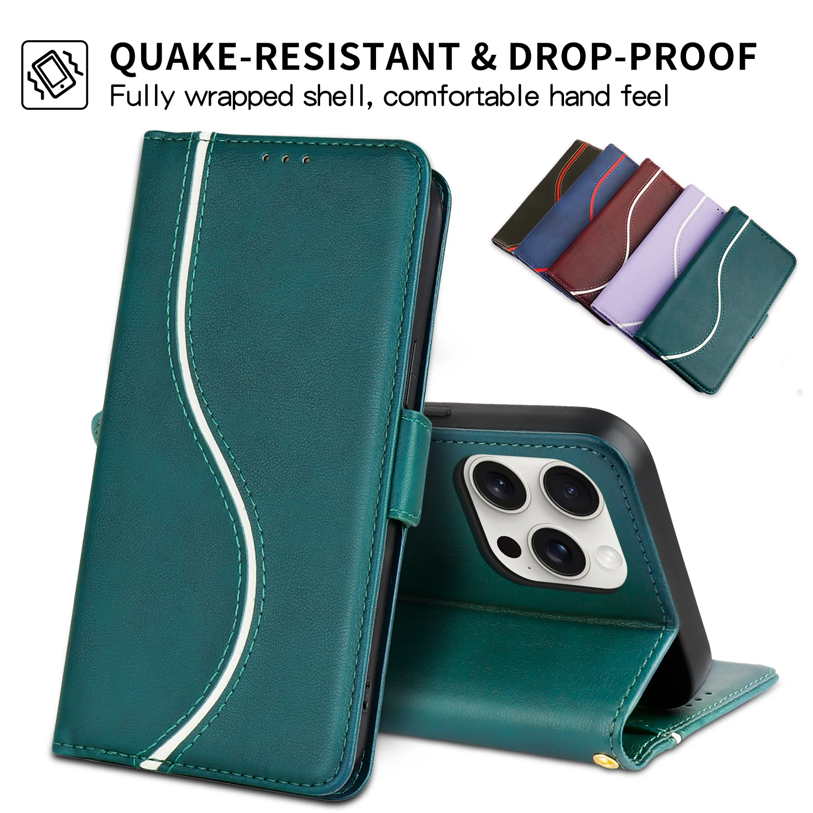 Luxus Leder Telefon Brieftasche Fall Buch Stehen Für iPhone 17 Air 16 PM 15 14 13 12 11 Pro Max XS X XR SE 6 7 8 Plus Karte Flip-Cover
