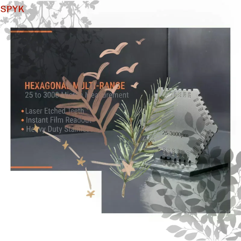 Stainless Steel Hexagonal Wet Film Comb Gauge 25-3000 Um For Paint Coating Thickness 1 Mm Measurement On Walls And Surfaces
