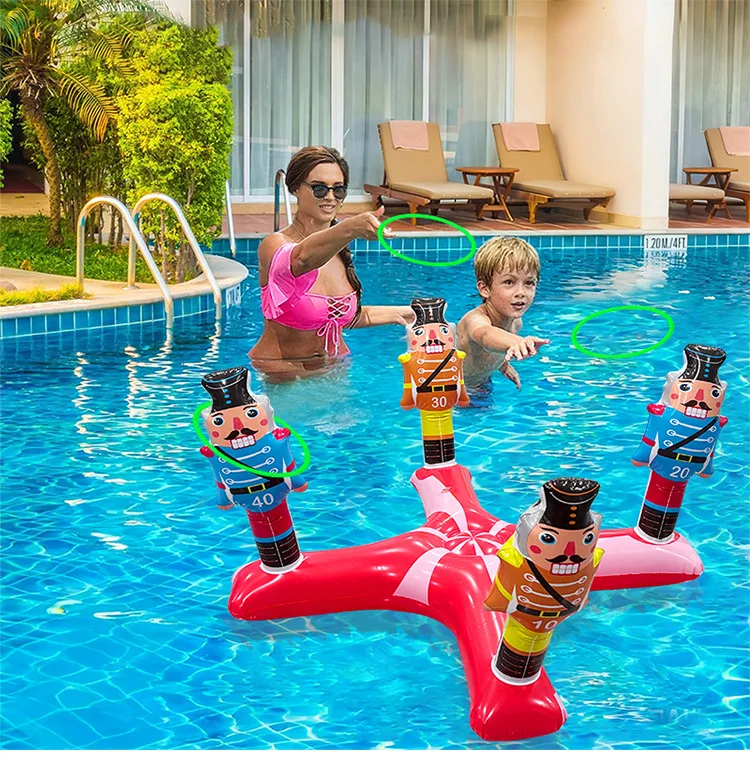 Kids Cartoon Inflatable Ring Toss Thickened PVC Cross Throwing Toy for Water Interactive Game Props Summer Pool Entertainment