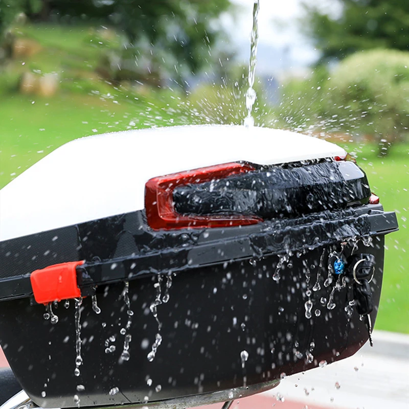 Large Capacity Rear Storage Box White for Electric Motorcycle Scooter - Trunk Box Replacement Accessory Color Blocking Design